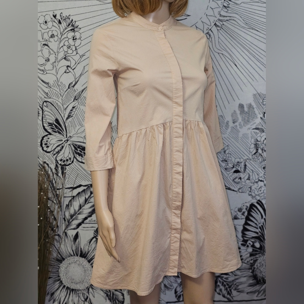 Tuckernuck Royal Shirt Dress W/Pockets Cream-tan Color 100% Cotton XS